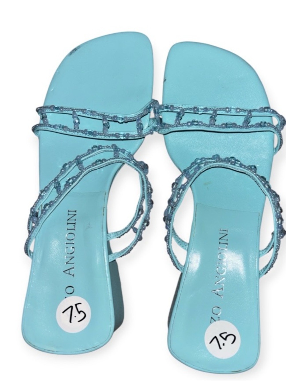 Enzo Angiolini Aqua Beaded Strappy Heels